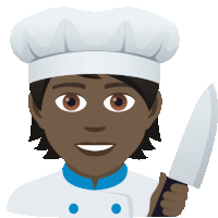 an illustration of a chef holding a knife and smiling