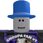 a cartoon character wearing a top hat and a snoopa fan # 1 shirt .