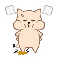 a cartoon cat is standing with his hands on his hips and steam coming out of his nose