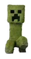 a creeper made out of grass with a black eye