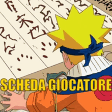 a cartoon of a boy with the words scheda giocatore on the bottom right