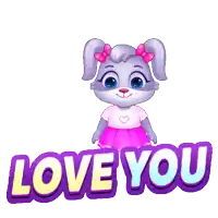 a cartoon rabbit is holding a bouquet of flowers and the words love you