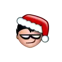 an emoji of a man wearing a santa hat and sunglasses