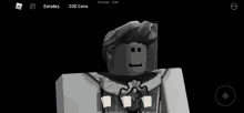 a black and white image of a roblox character with 200 coins on the screen