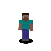 a pixel art of a minecraft character standing on a black circle