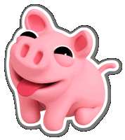 a cartoon pig with its tongue out and a white outline around it