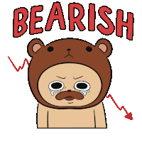 a cartoon bear with a mustache is crying with the word bearish above it