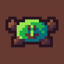 a pixel art drawing of a green and blue item