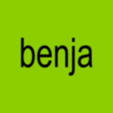 a green background with the word benja written in black