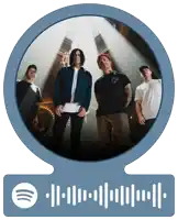 a group of men standing next to each other with a spotify icon below them