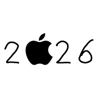 a drawing of the number 2026 with an apple
