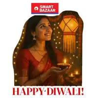 a woman holding a lit candle with the words happy diwali