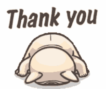 a cartoon dog is laying on its back and saying thank you