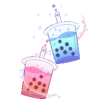 a drawing of two cups of bubble tea