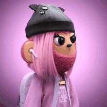 a cartoon character with pink hair and a jade babe sweatshirt