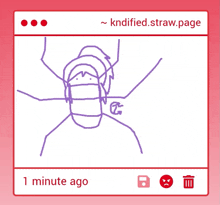 a drawing of a person wearing a mask is on a kndfied.straw.page website