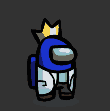 blue among us character with a crown on his head