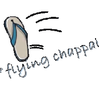 a drawing of a flip flop and the words " flying chappal " below it