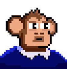 a pixel art of a monkey with a blue sweater on