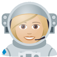 an illustration of a woman wearing an astronaut 's helmet with a microphone