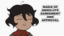 nadia of absolute agreement and approval is written on a white background