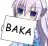 a cartoon girl is holding a sign that says baka in front of her face .