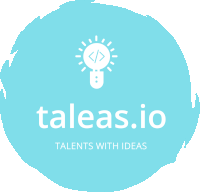 a logo for taleas.io talents with ideas with a light bulb