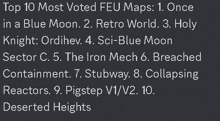 top 10 most voted feu maps in a blue moon retro world and holy knight