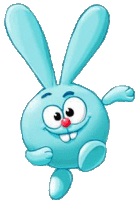 a cartoon bunny with a red nose is smiling