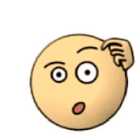 a cartoon smiley face with a surprised look on his face is scratching his head .