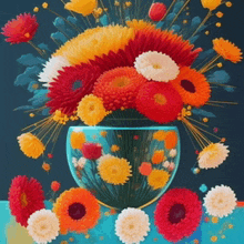 a painting of a vase filled with flowers on a table