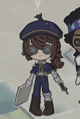 a cartoon character is holding a book and a gun in his hand .