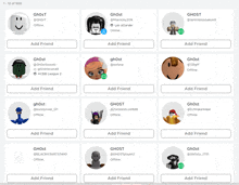 a screenshot of a roblox page showing ghosts and their add friends