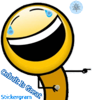 a smiley face with the words cobalt is great stickergram on the bottom