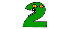 a cartoon drawing of the number 2 with a monster face