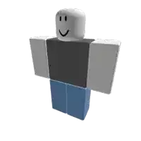 a roblox character wearing a black shirt and blue pants