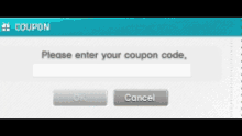 a screen that says " please enter your coupon code " on it