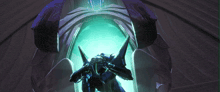 a robot with wings is standing in a room