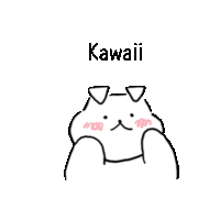 a drawing of a cat with glasses and the word kawaii below it