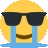 a smiley face wearing sunglasses and crying with tears coming out of it 's eyes .