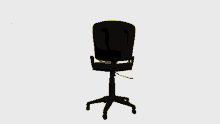 a black office chair with a yellow pillow on the back