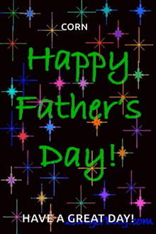 a happy father 's day greeting card with a black background