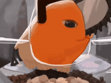 a cartoon drawing of a fish with a chainsaw on its head