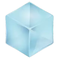 a blue cube with a white background and a reflection