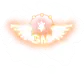 a logo for gm with wings and a star on a white background .