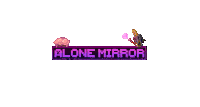 a pixel art logo for alone mirror with a brain