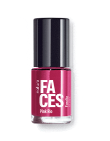 a bottle of natura faces nail polish in a pink rio color