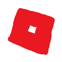 a red square with a white square in the center on a white background