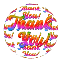 a colorful sphere with the words " thank you " on it