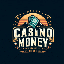 a logo for casino money shows a mountain and a pile of money